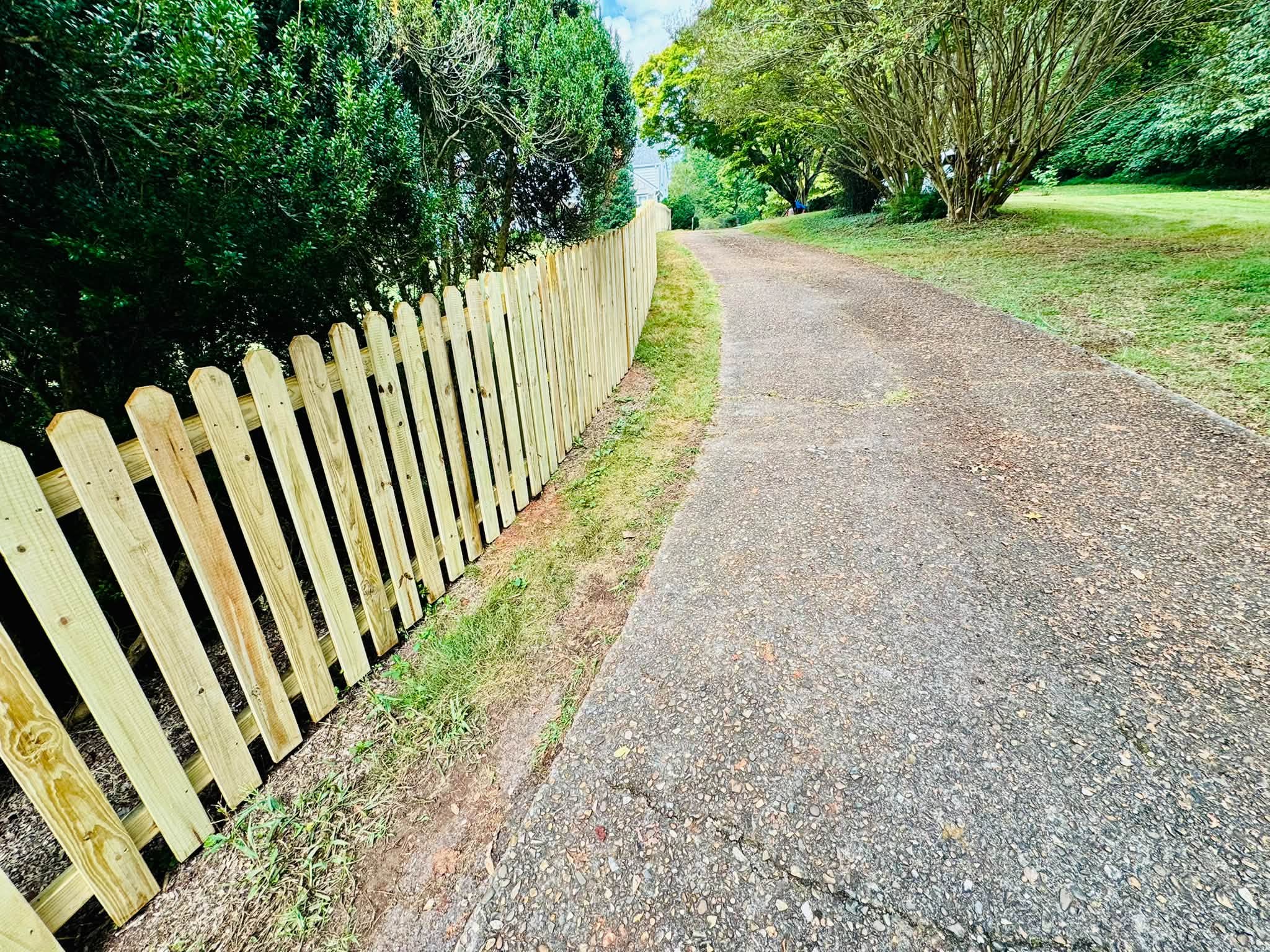 Wood picket fence built by Athens Fence Company